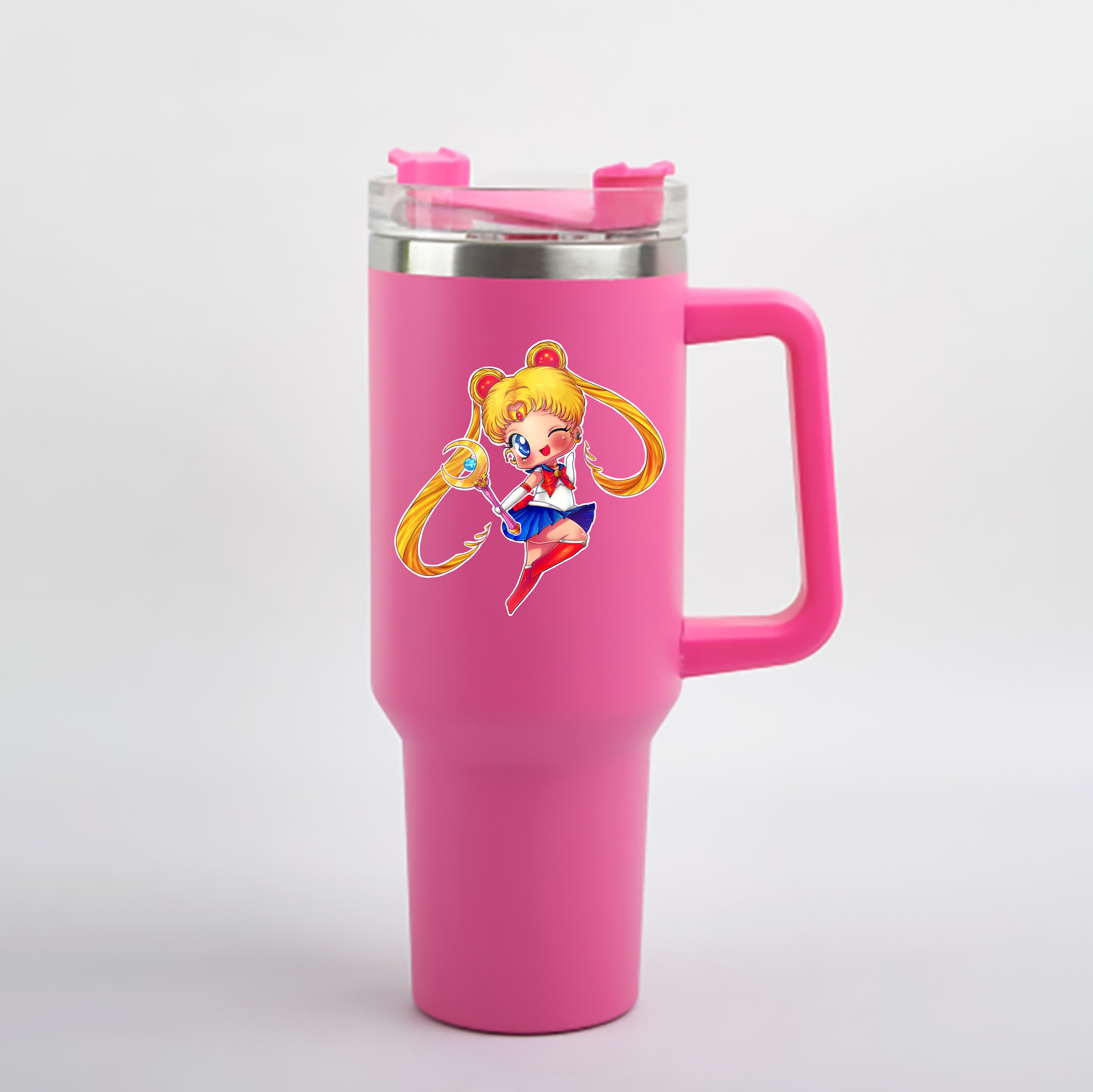 （画像用） 美少女戦士セーラームーン 月野 うさぎ つきの うさぎ Sailor Moon Tsukino Usagi 1200mL車用タンブラー - クリスタルステッカー（プラスチックストロー付き）